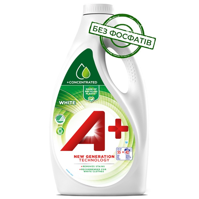 Гель для стирки A+ White для белого белья, 2.2 л (55 стирок) - 